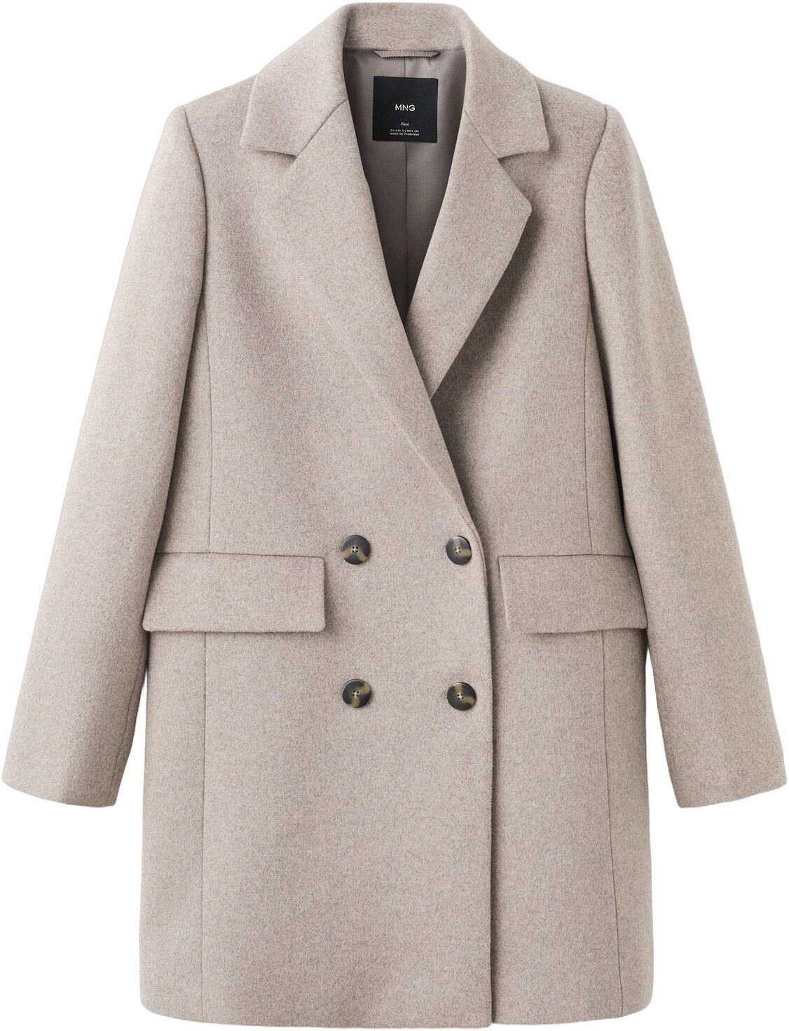Double-breasted wool blend coat