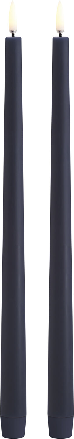 LED taper candle, Dark blue, Smooth, 2,3x32 cm / 2-pack