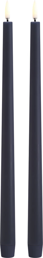 LED taper candle, Dark blue, Smooth, 2,3x32 cm / 2-pack