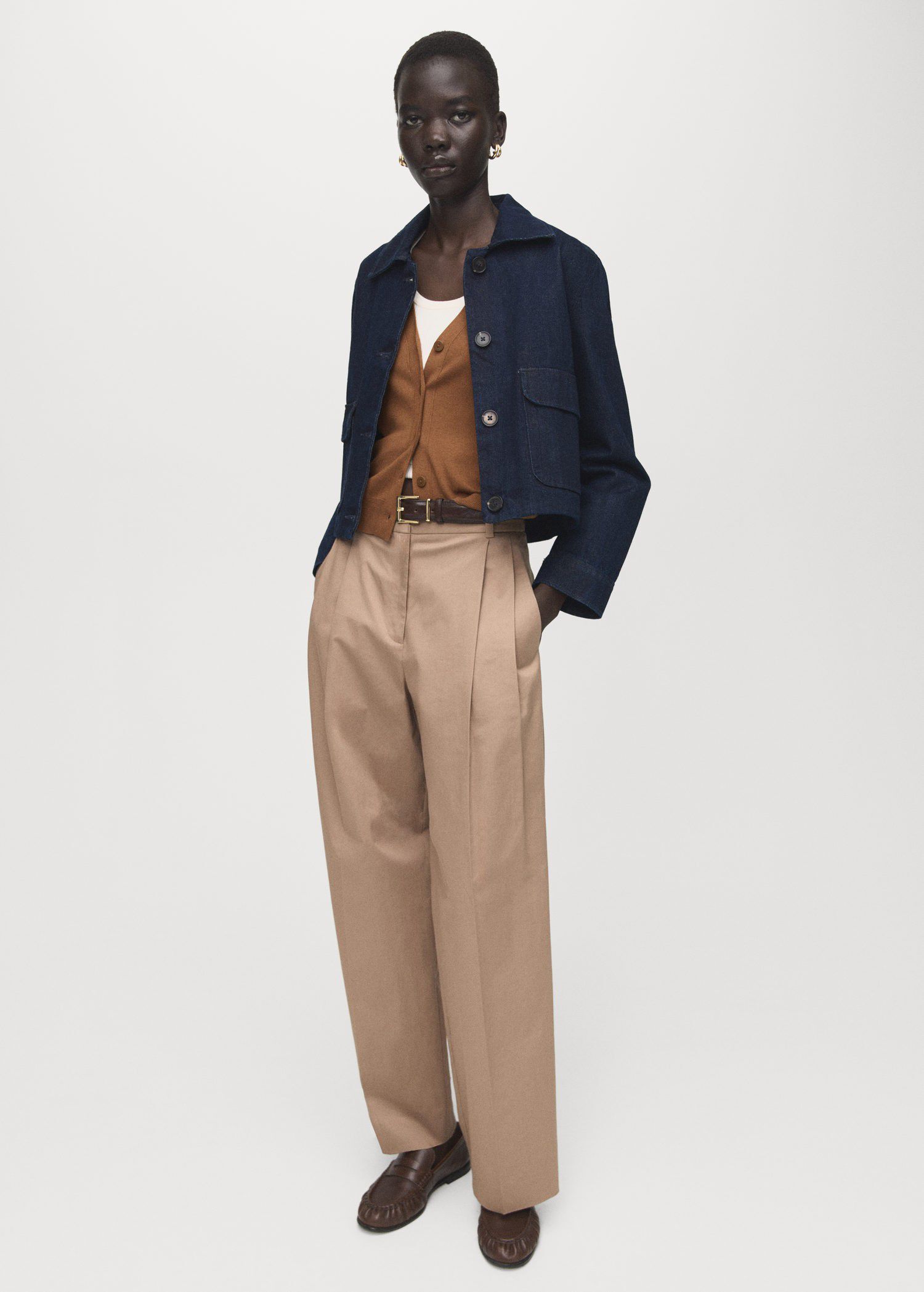 V-neck knitted cardigan