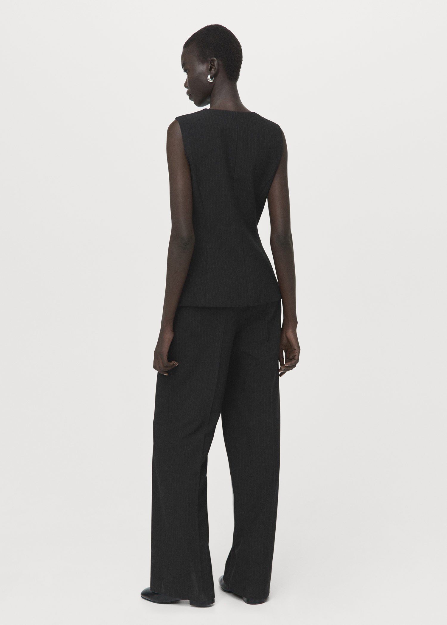 Pinstripe suit-style jumpsuit