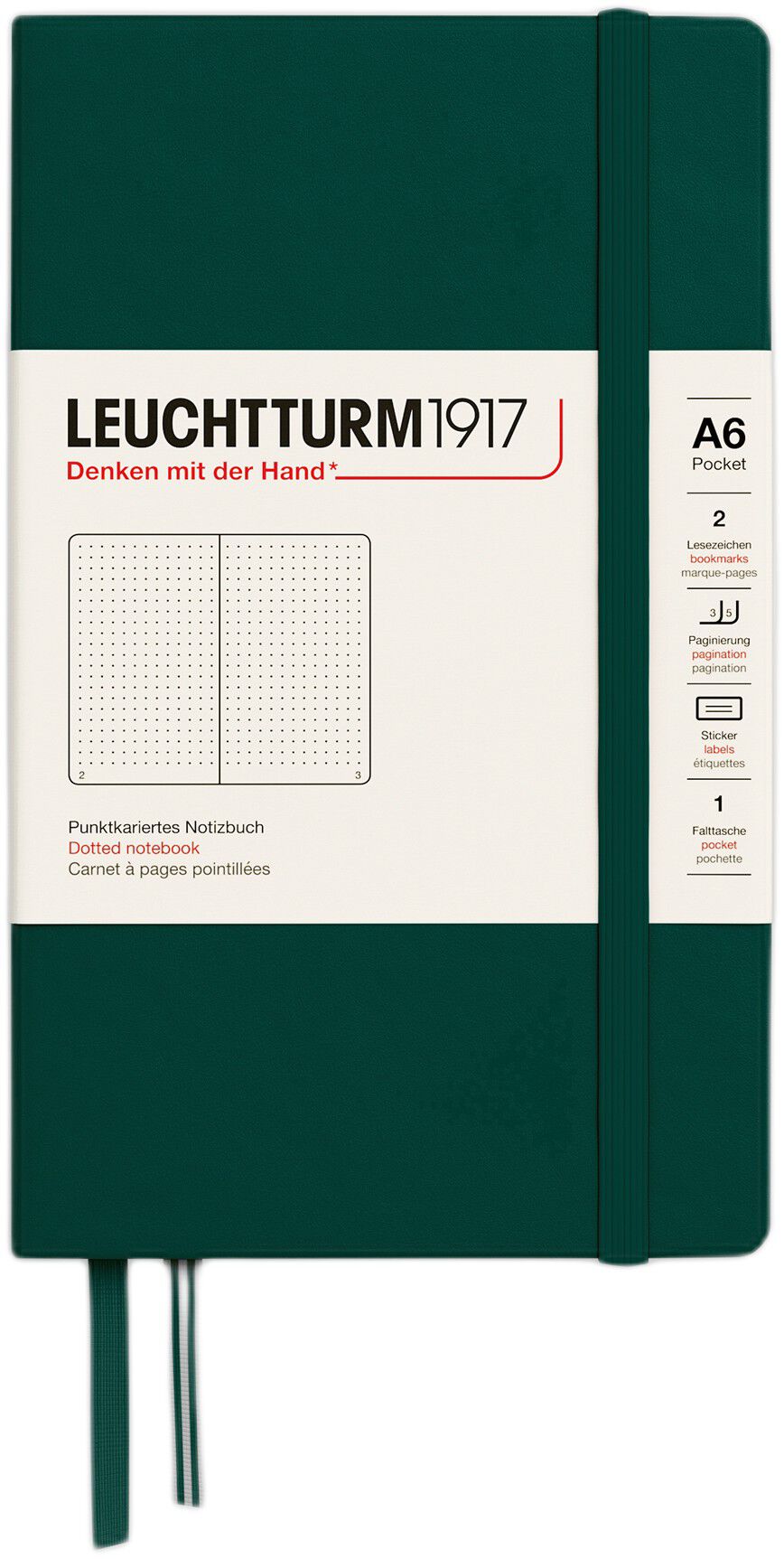 LT1917 Notesbog A6 Prikket HC - Forest Green 370298