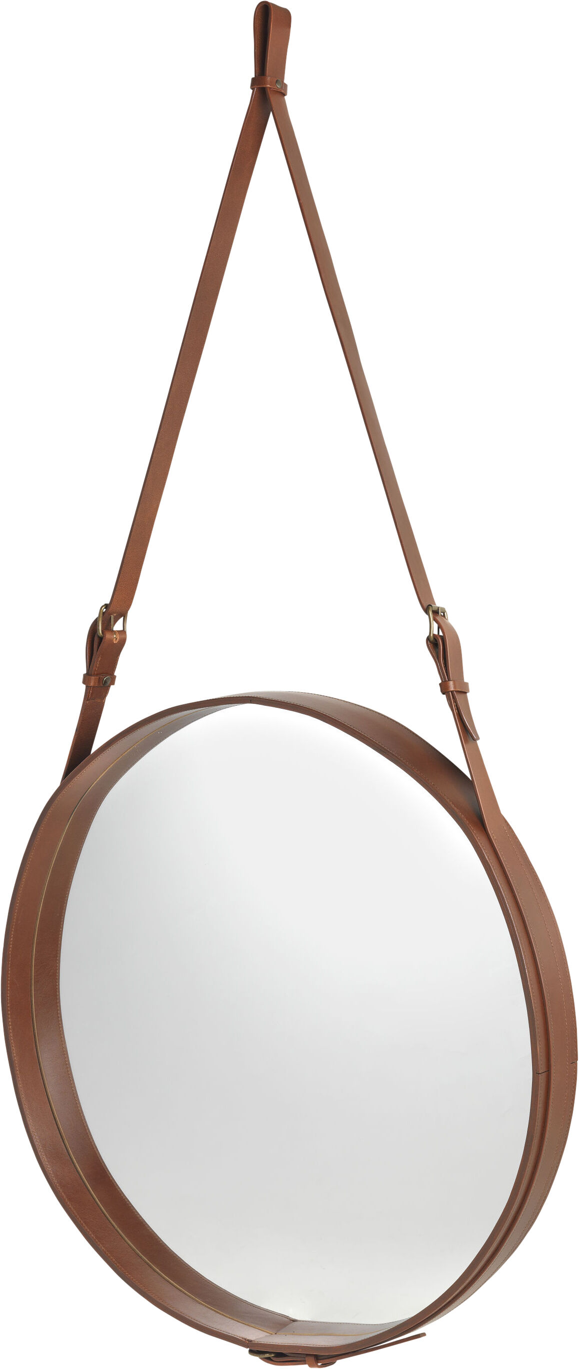 Adnet Wall Mirror, Circular (Tan Leather)