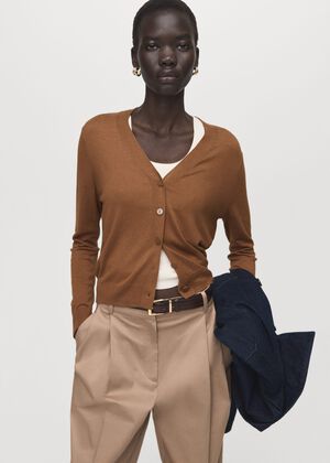 V-neck knitted cardigan