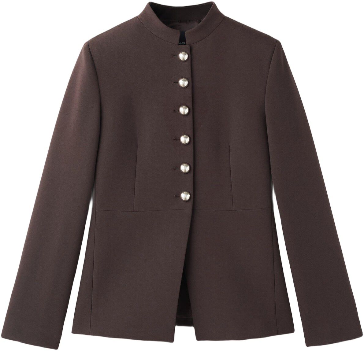 Jacket with jewel-button strip coll