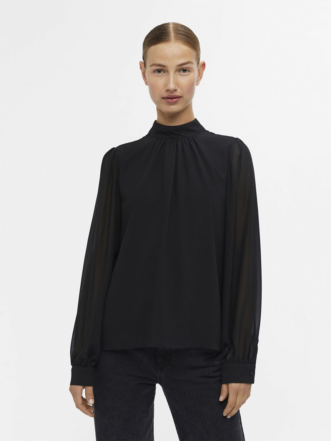 OBJMILA L/S HIGH NECK TOP NOOS