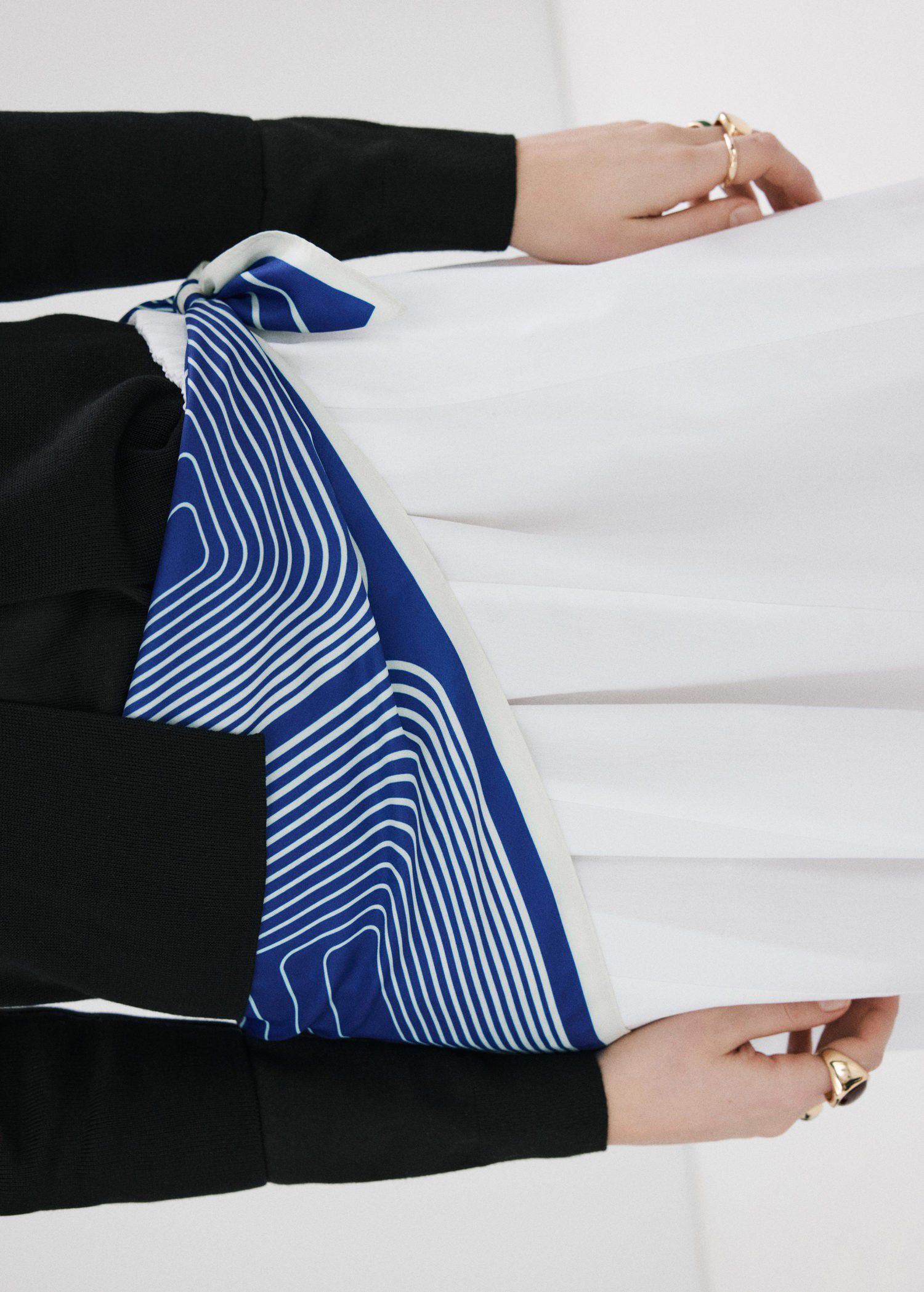 Satin check-print scarf