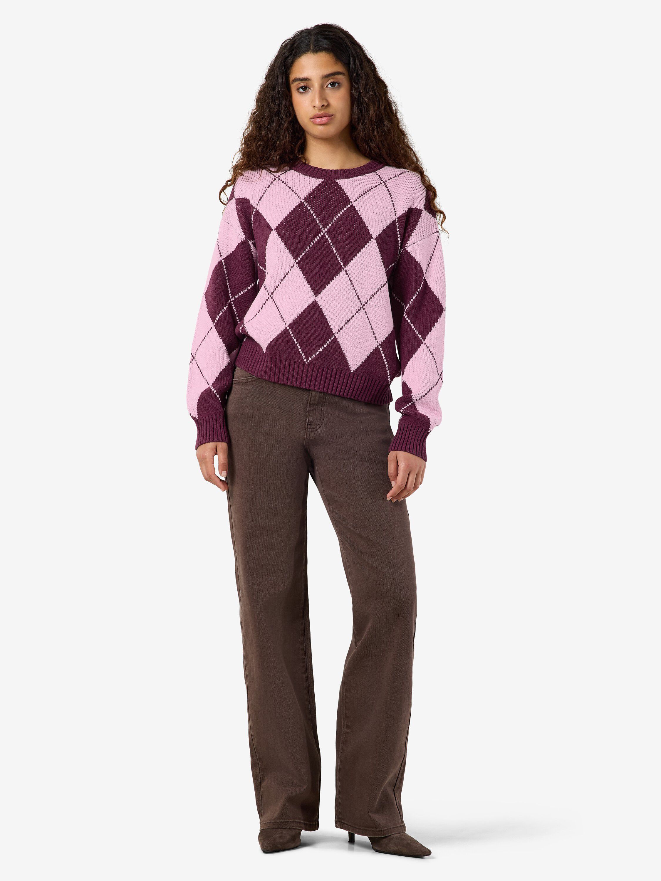 Hotell n&auml;ra Nmacy L/S O-Neck Argyle Knit