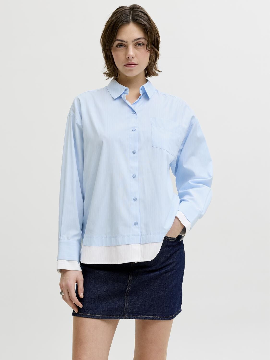 Jxcaro Poplin Ls Double Shirt Wvn