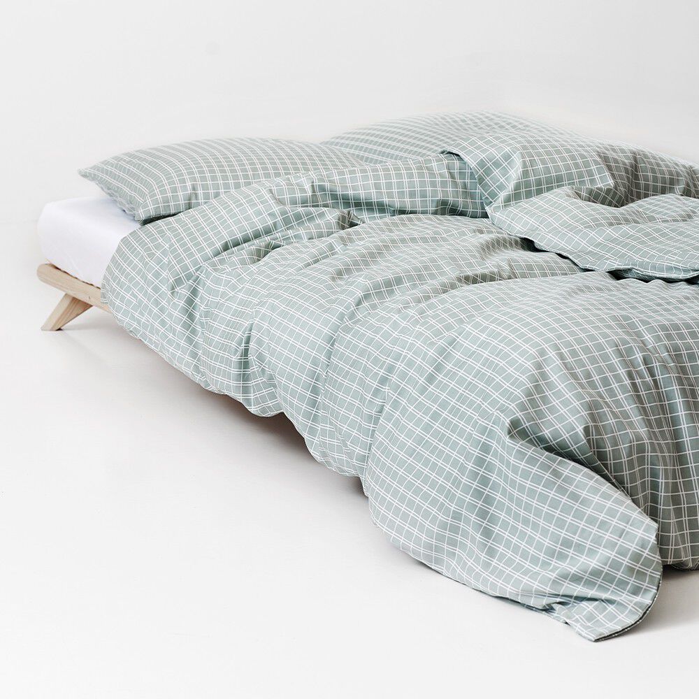 &Oslash;kologisk senges&aelig;t Snooze Check green - GOTS