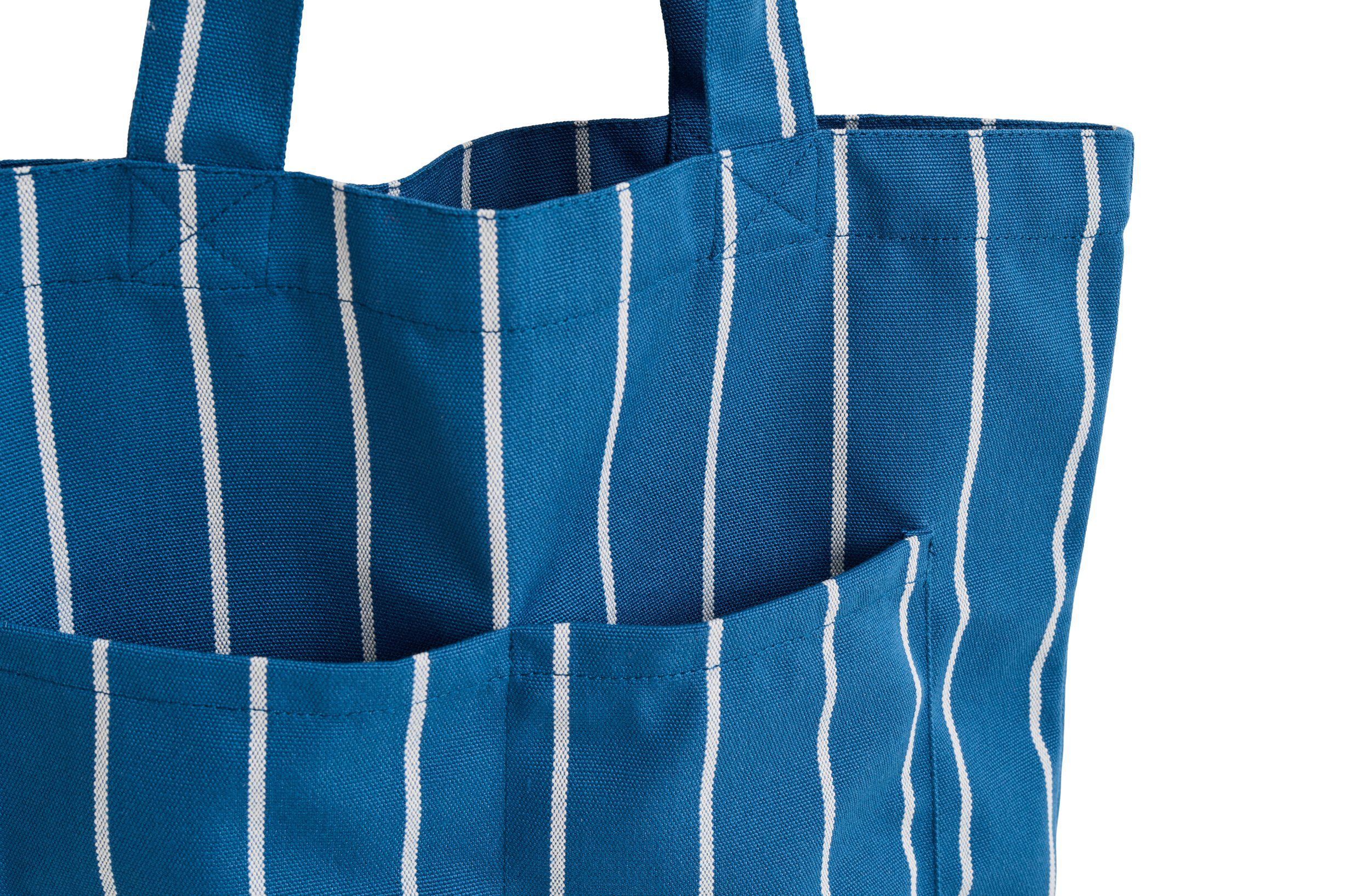 Outdoor Market Tote Bag - Medium - Blue with beige stripe