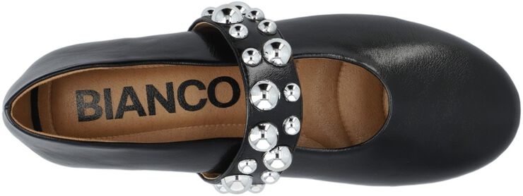 BIALUNA Studded Ballet Flat Faux Leather