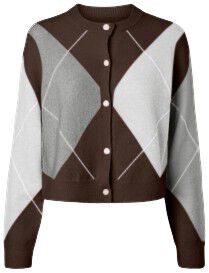 PCSALLY LS KNIT CHECK CARDIGAN BC