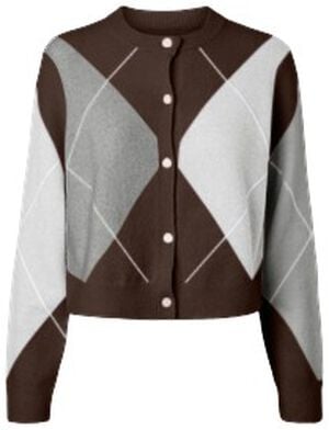 PCSALLY LS KNIT CHECK CARDIGAN BC