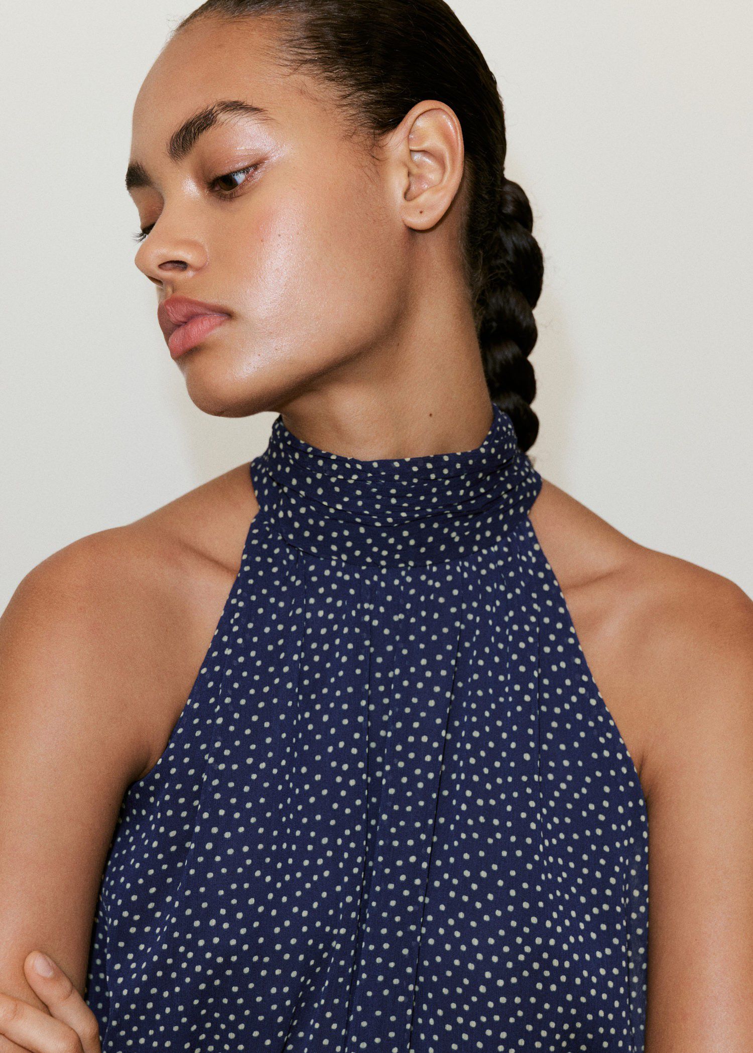 Printed halter-neck dress