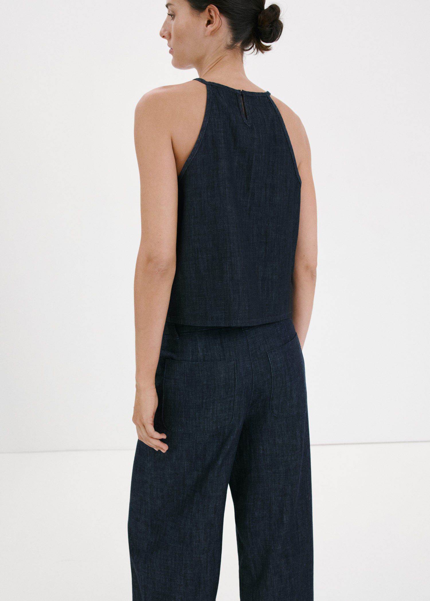 Denim-effect cotton top