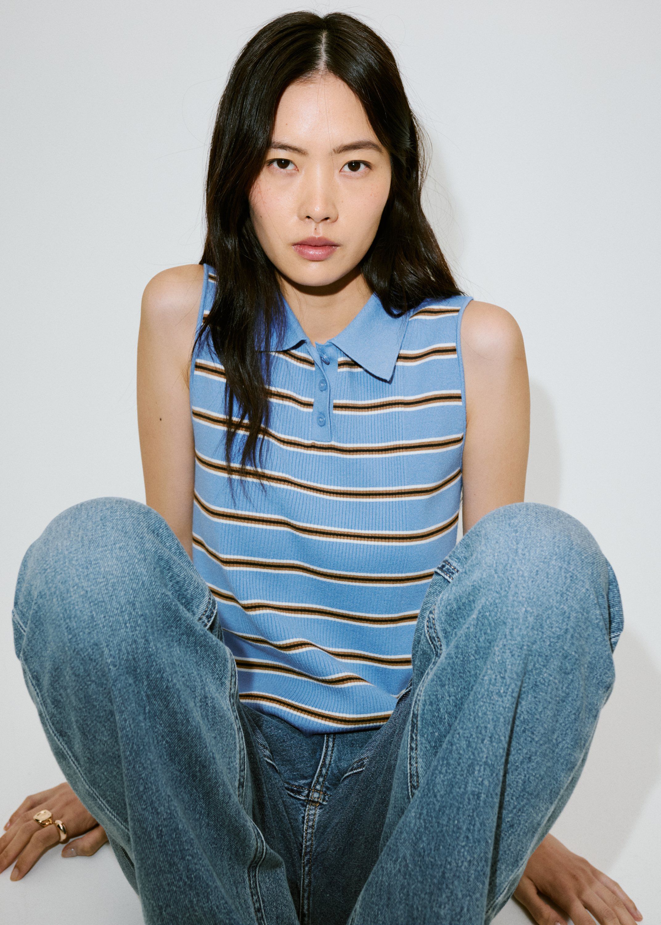 Striped ribbed vest