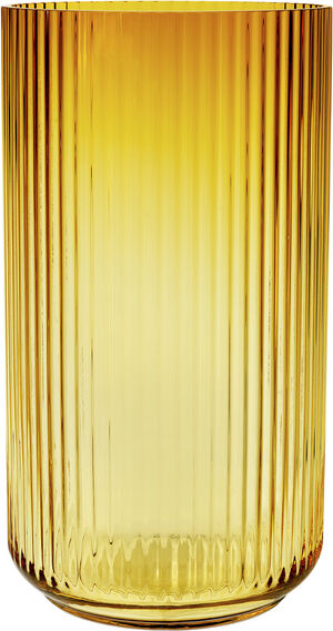 Lyngbyvase H38 amber mundbl&aelig;st glas