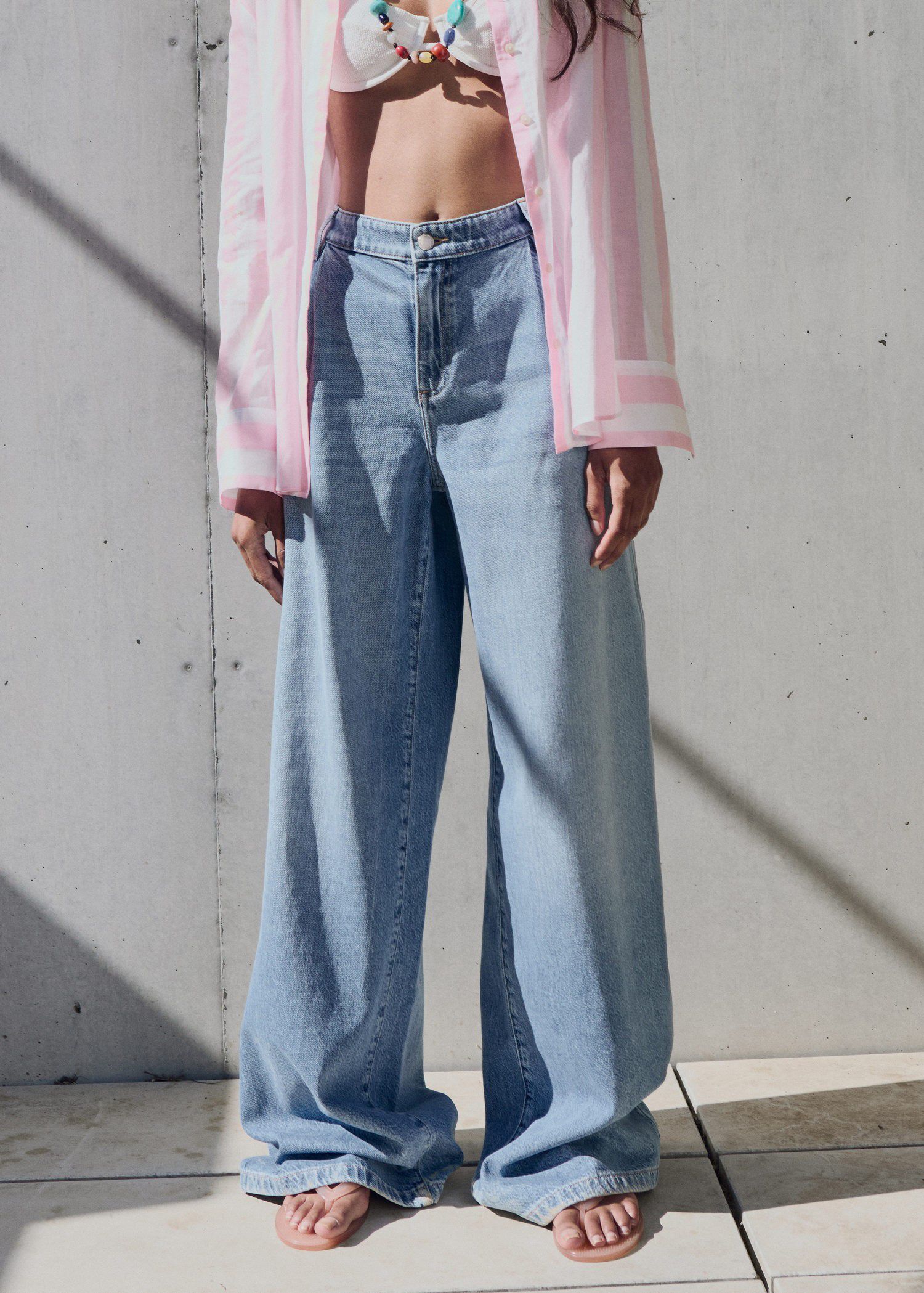 Wideleg pleated jeans