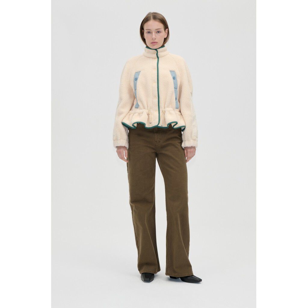 2412 Fleece / Nylon, Dropped Shoulder Gathered Jacket
