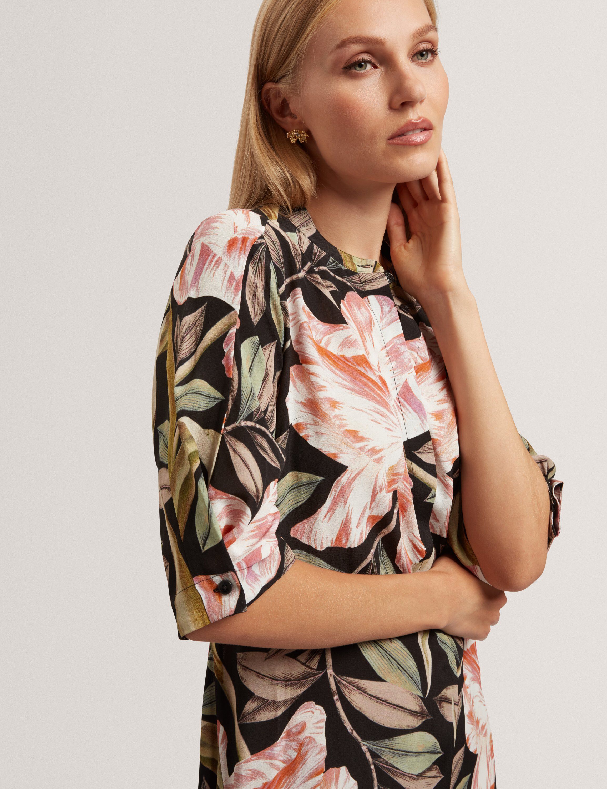 REYJA Printed Short Sleeve Midi Dre