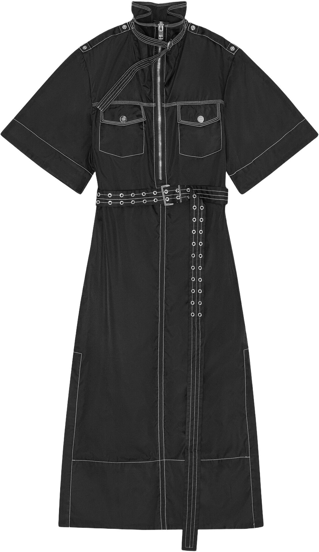 Duchesse Nylon Cowl Neck Long Dress