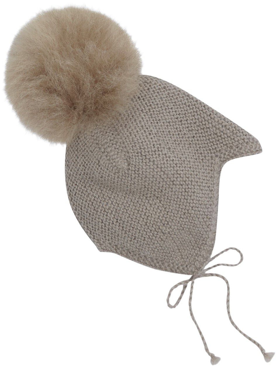 Bonnet Wool Knit Alpaca Pompom