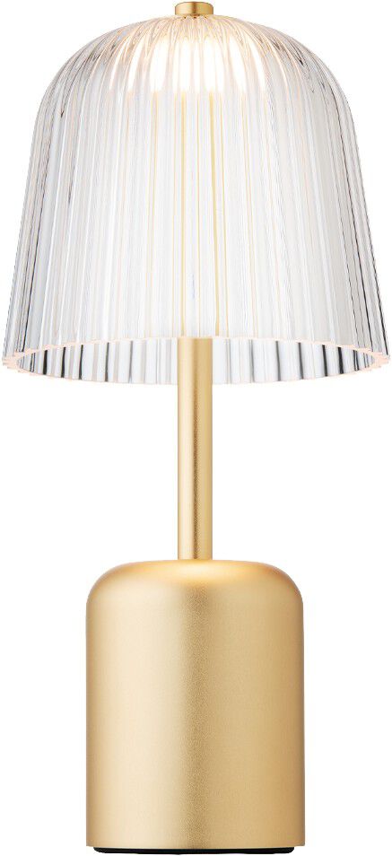 Asteea Table, portable, satin brass / ripple clear
