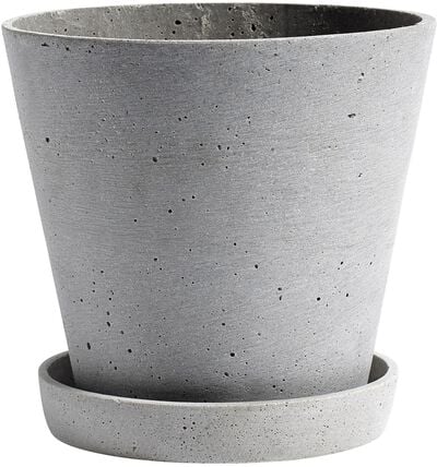 Flowerpot with Saucer-Large-Grey