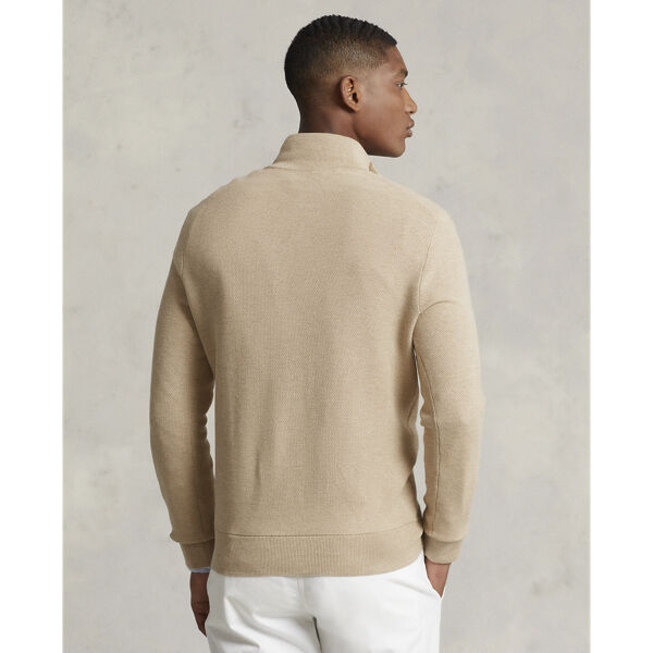 Mesh-Knit Cotton Quarter-Zip Sweater