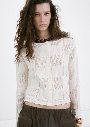 Openwork detail knit cardigan