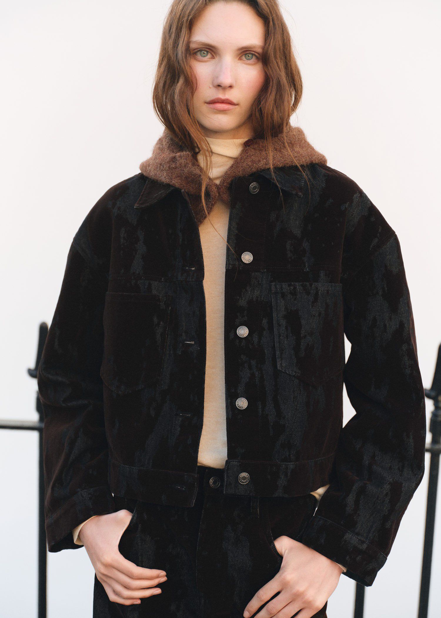 Devor&eacute; denim jacket