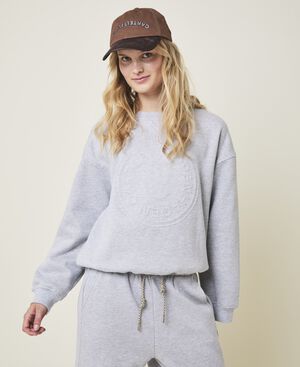 Angel Sweatshirt med pr&aelig;get Logo - Grey Melange
