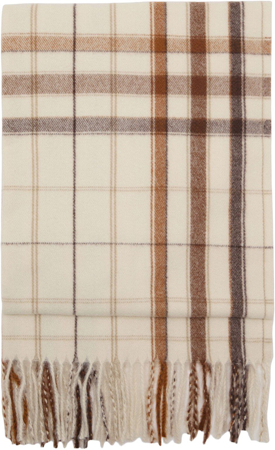 Check scarf with fringed ends