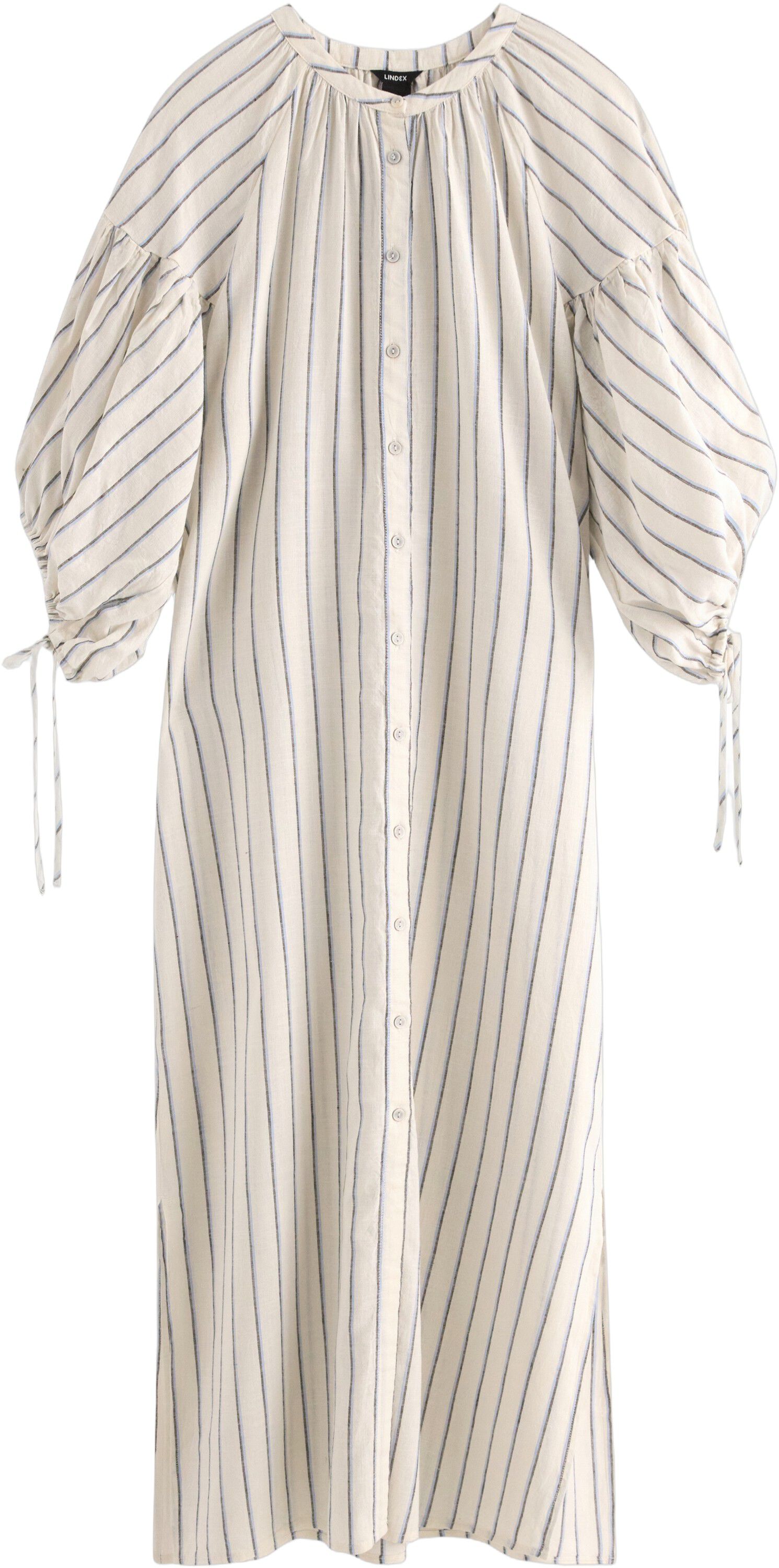 Midi dress with short puff sleeves