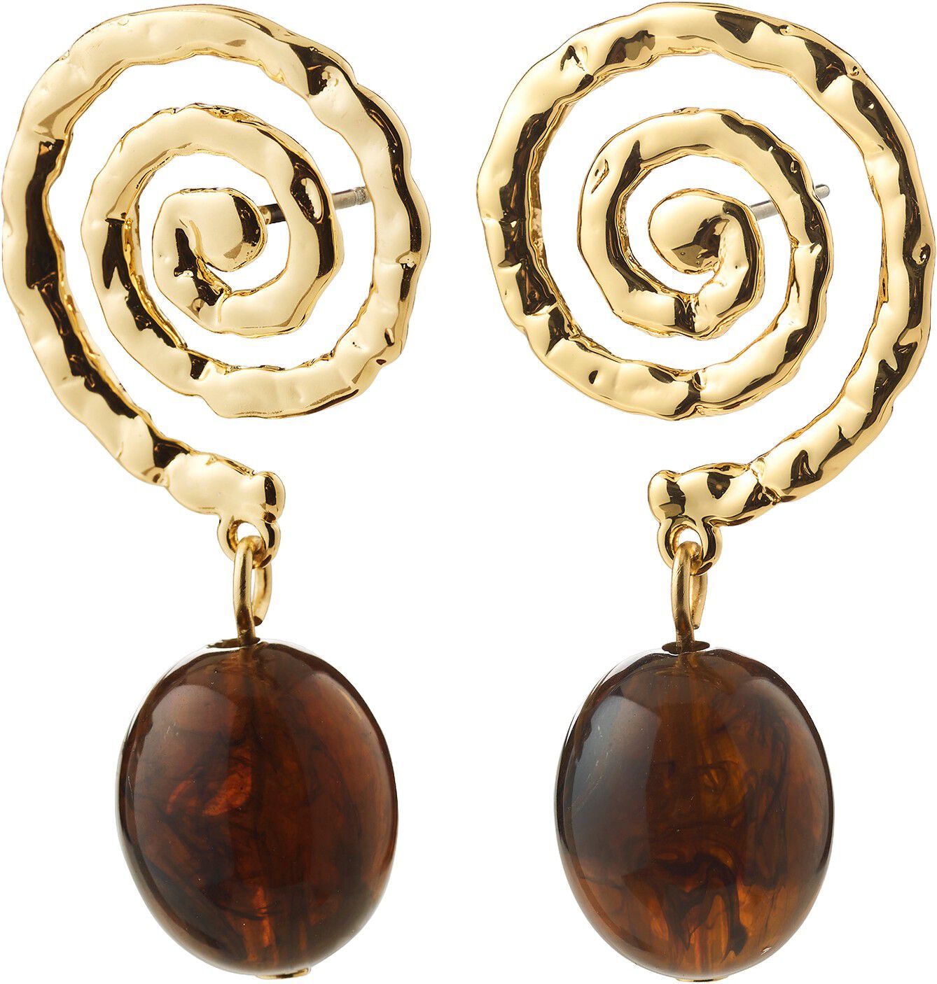 STILL earrings gold-plated/brown