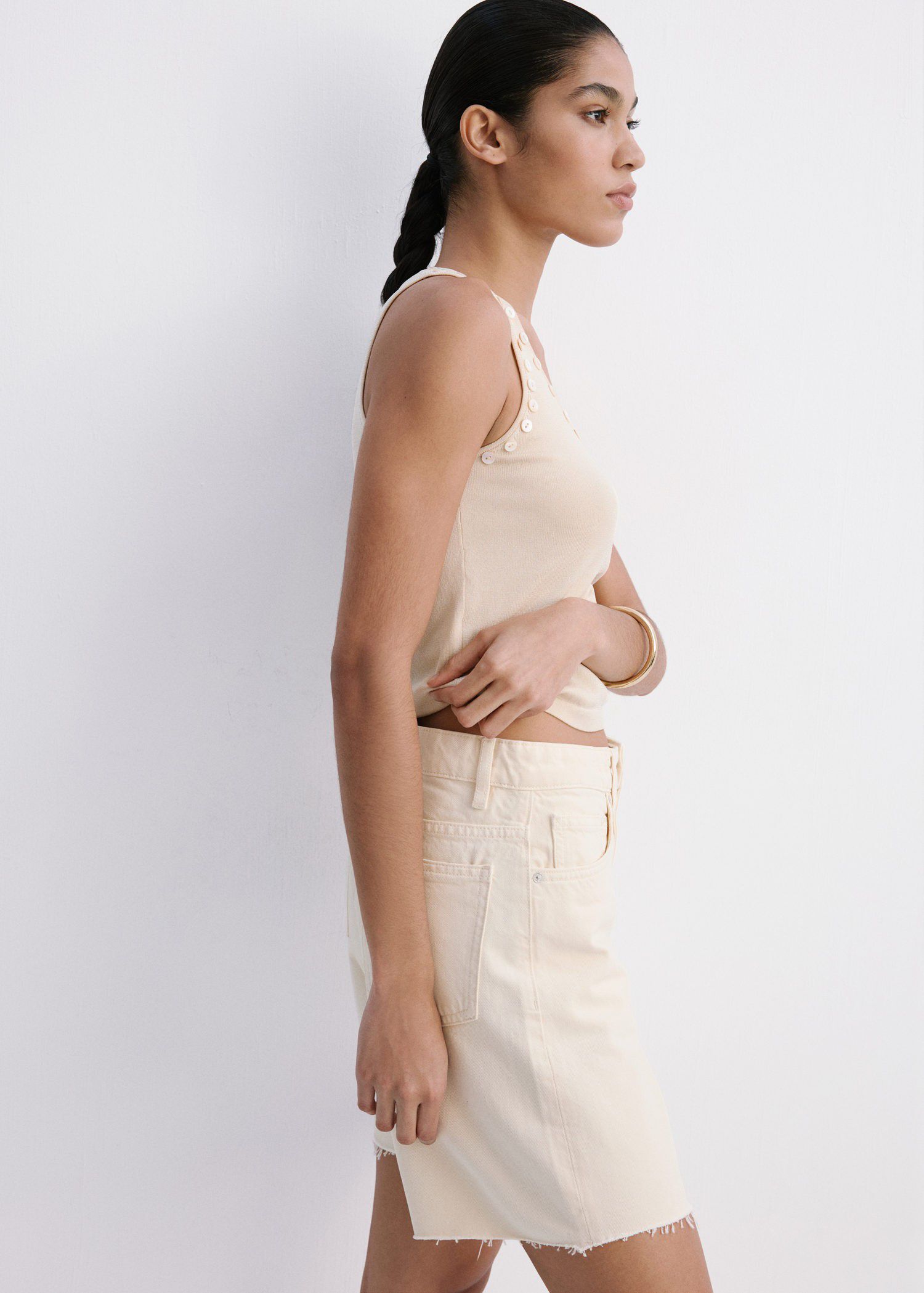 Straight low-rise denim Bermuda sho