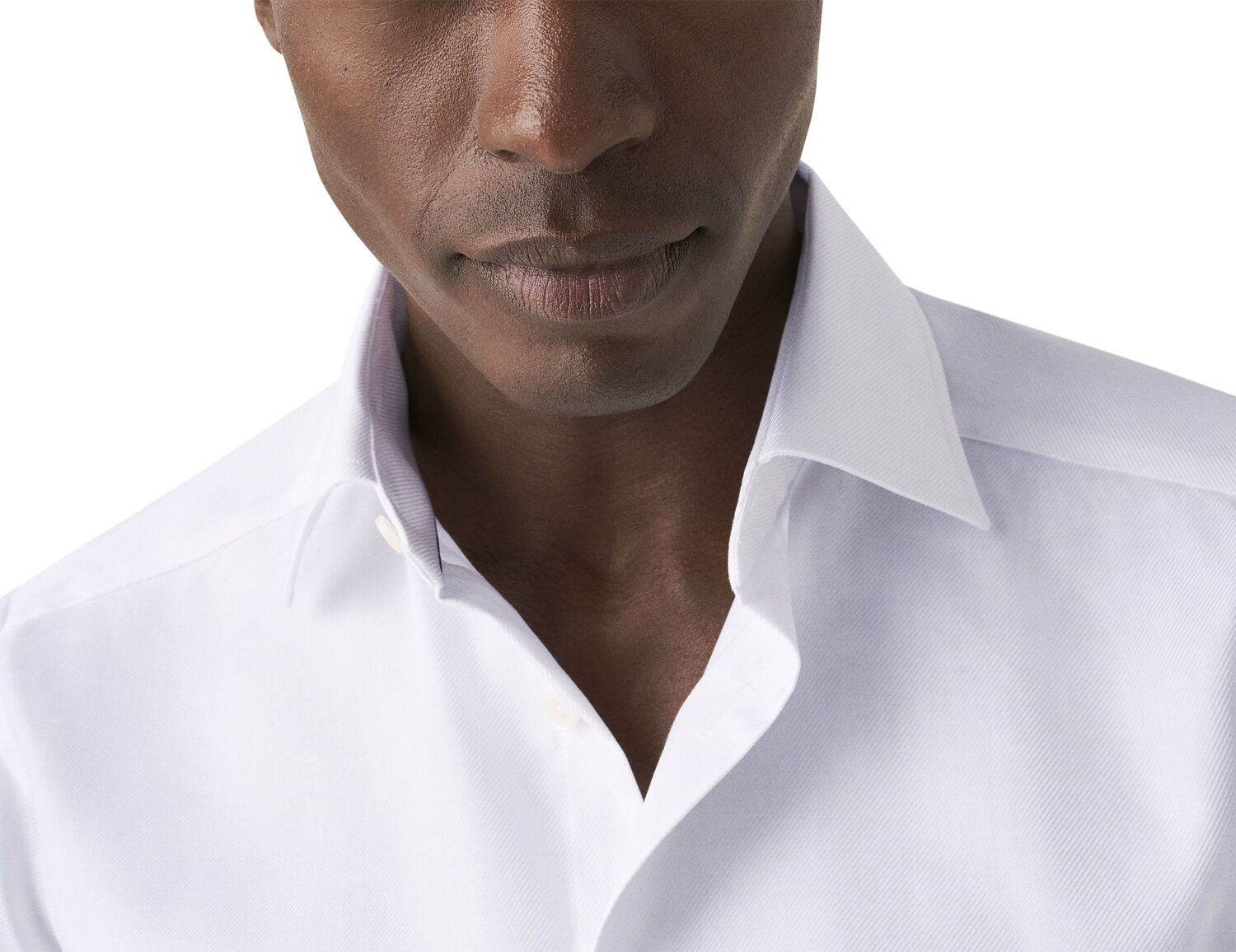 Slim Fit White Textured Twill Shirt - French Cuff