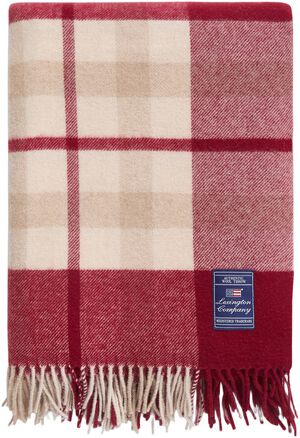 Red/Beige Checked Recycled Wool Throw