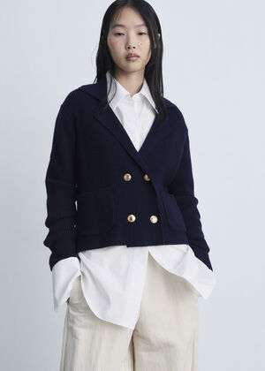 Double-breasted knitted jacket