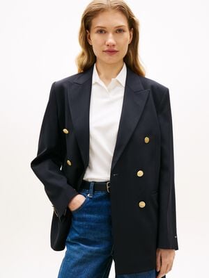 Timeless Wool Blend Relaxed Double Breasted Blazer