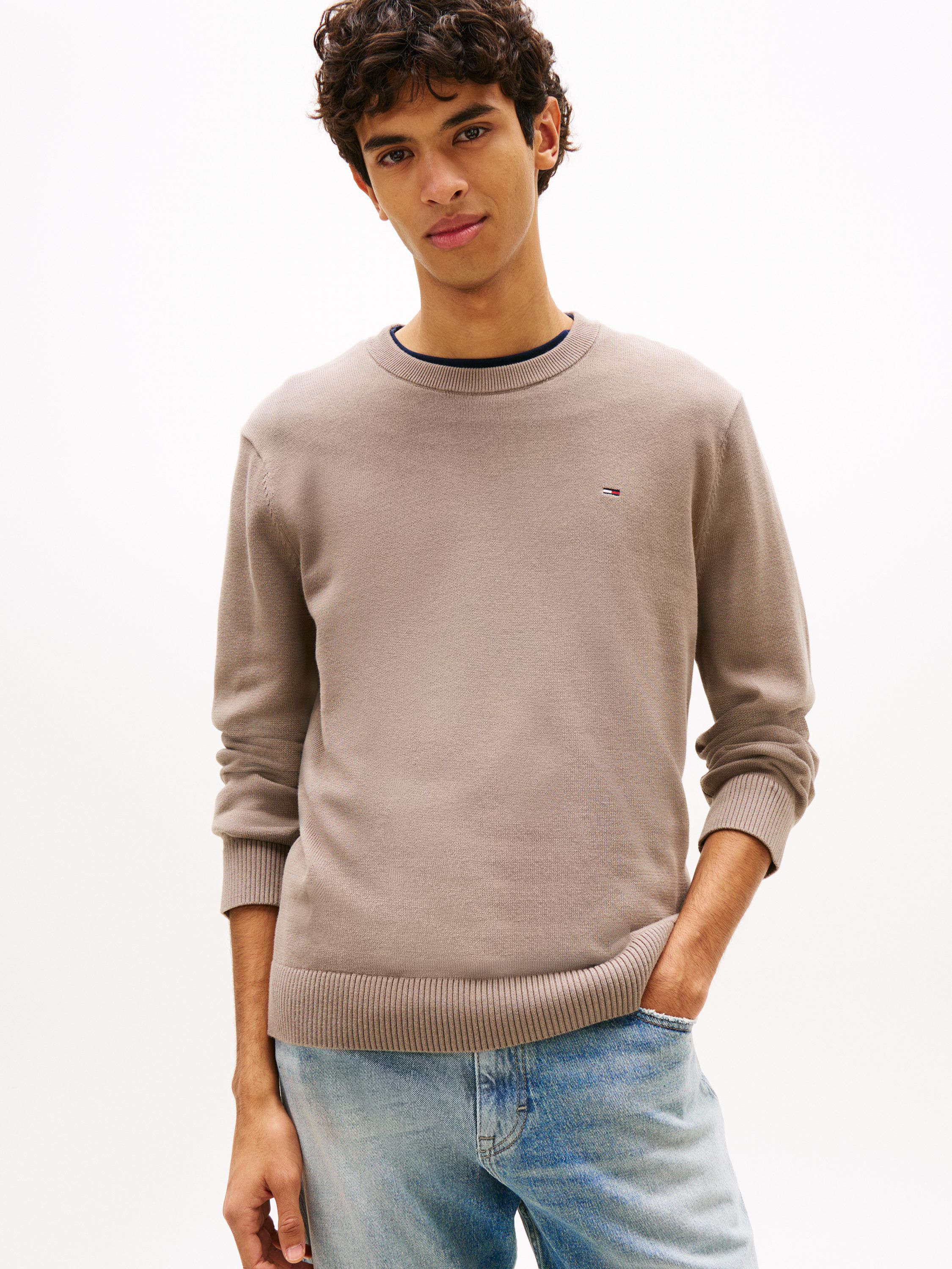 Tommy Flag Embroidery Lightweight Slim Jumper