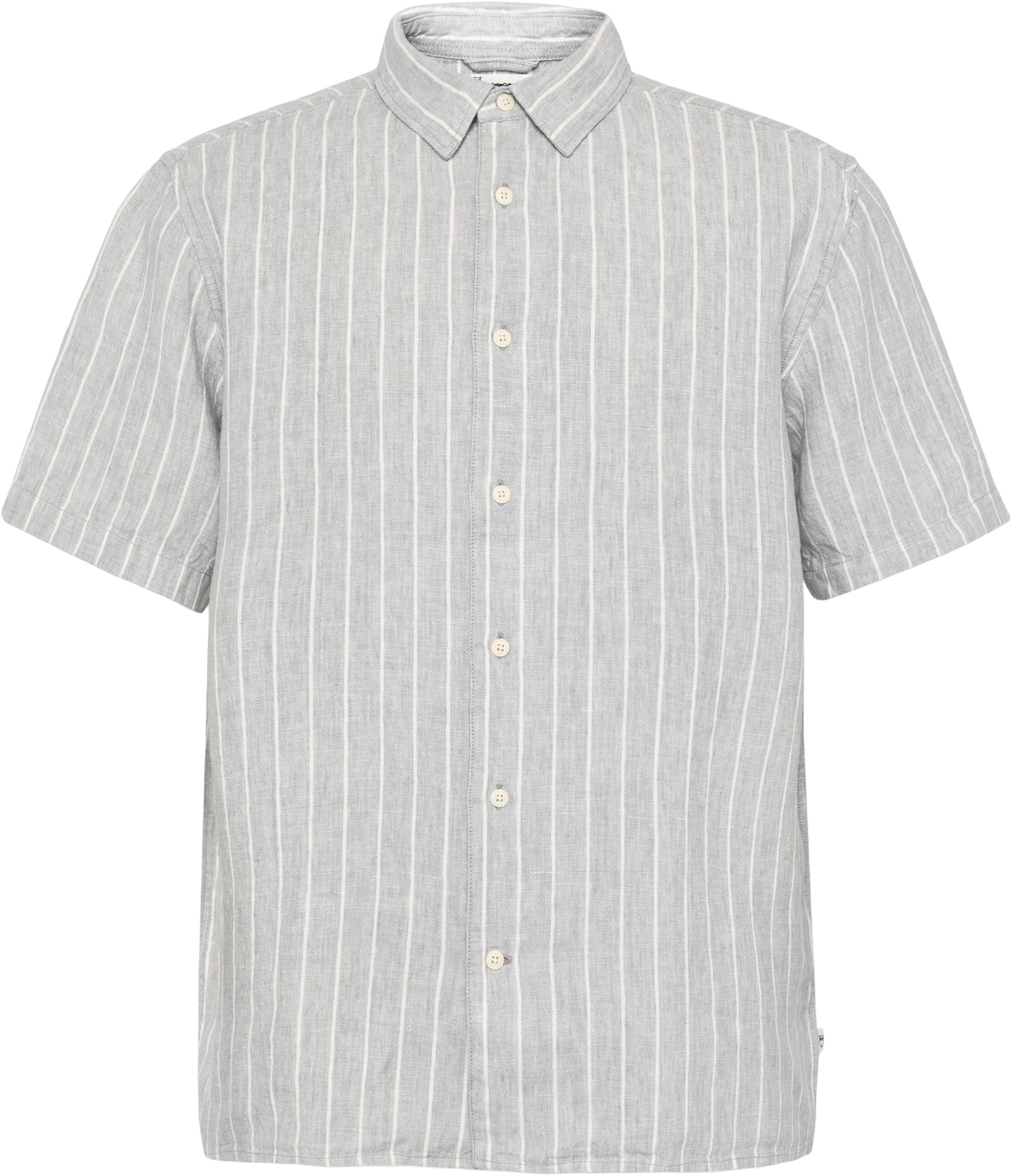 Relaxed linen stripe short sleeve shirt