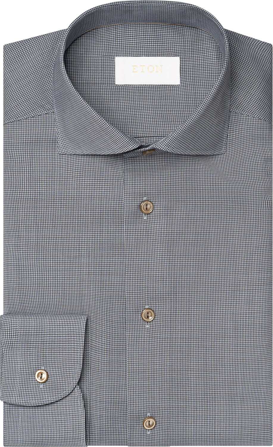 Slim Fit Brown Houndstoothmerino Wool Shirt