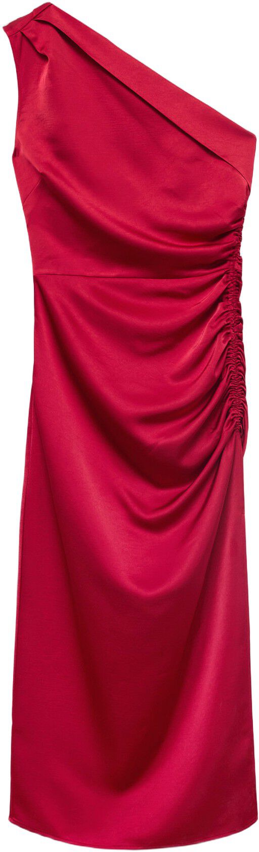 Asymmetrical satin dress with side