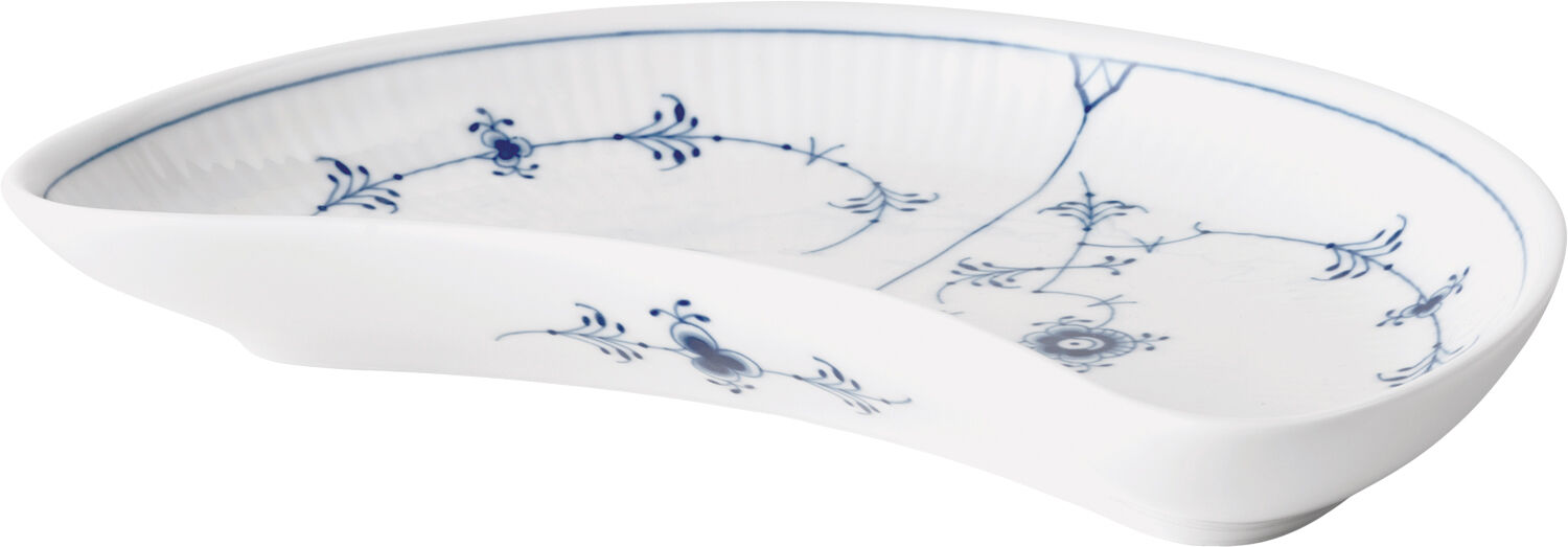 Blue Fl Pl Dish Half Moon Shaped 22cm