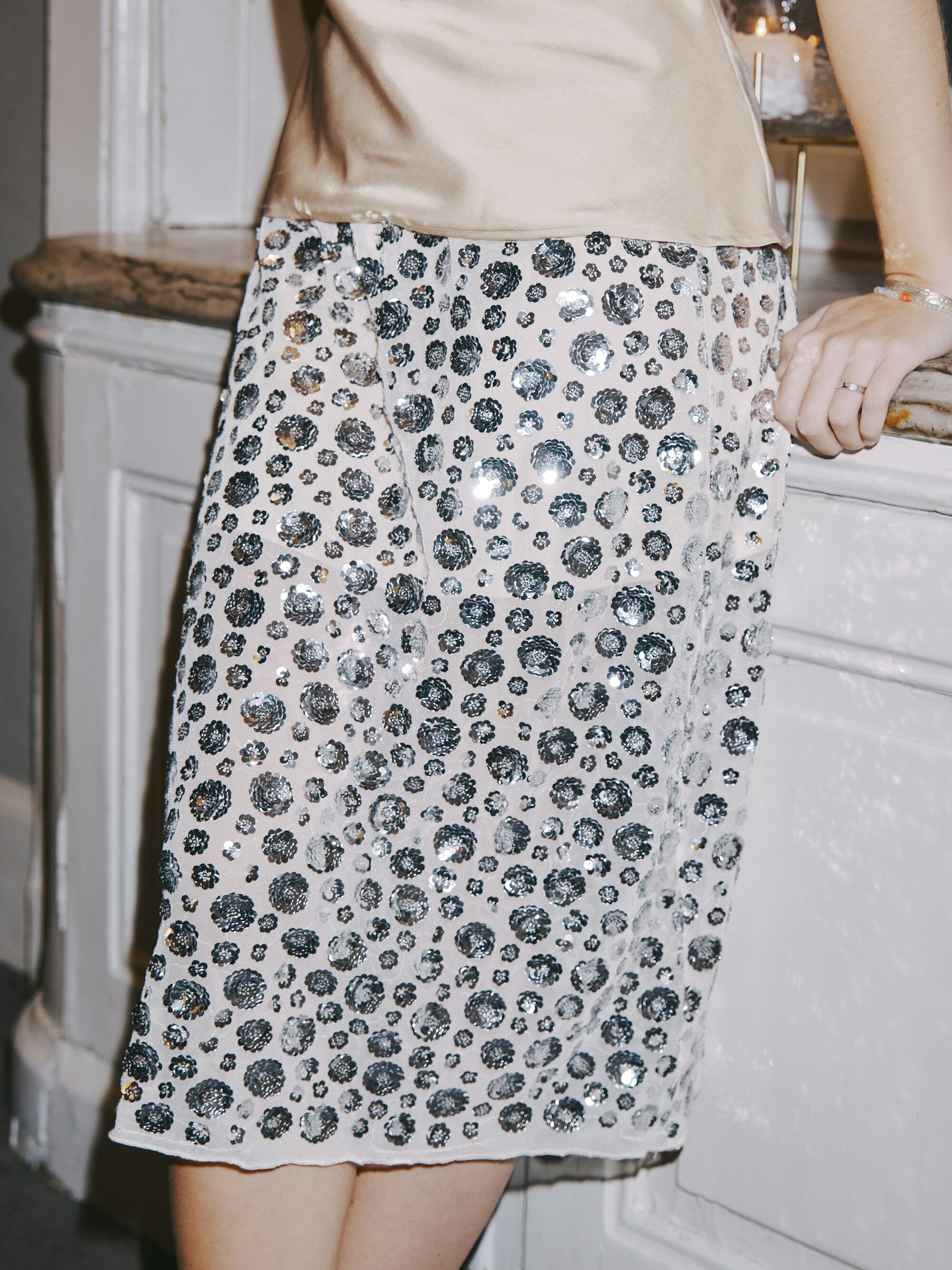 Gilla Flower Sequins Skirt