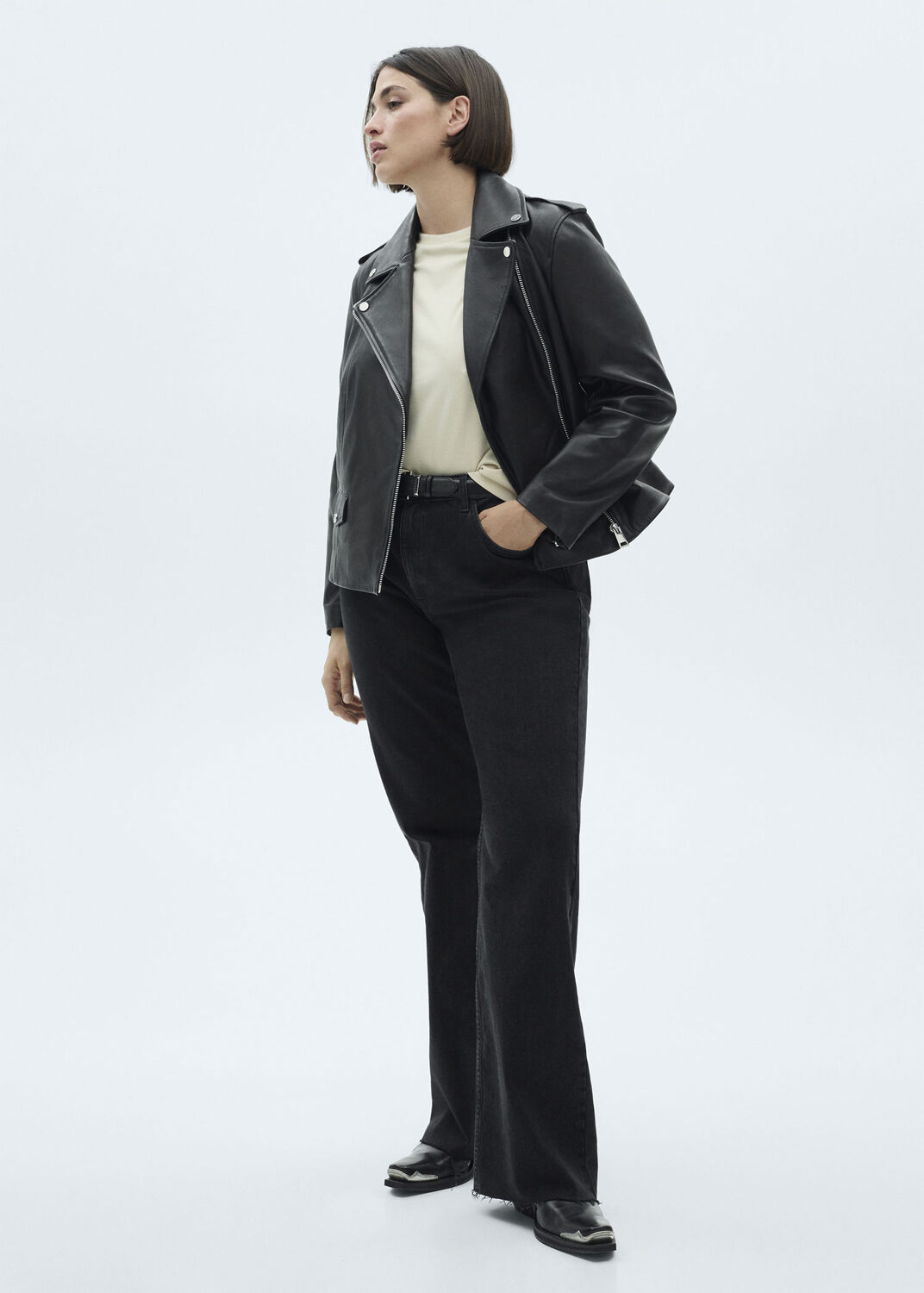 Leather biker jacket