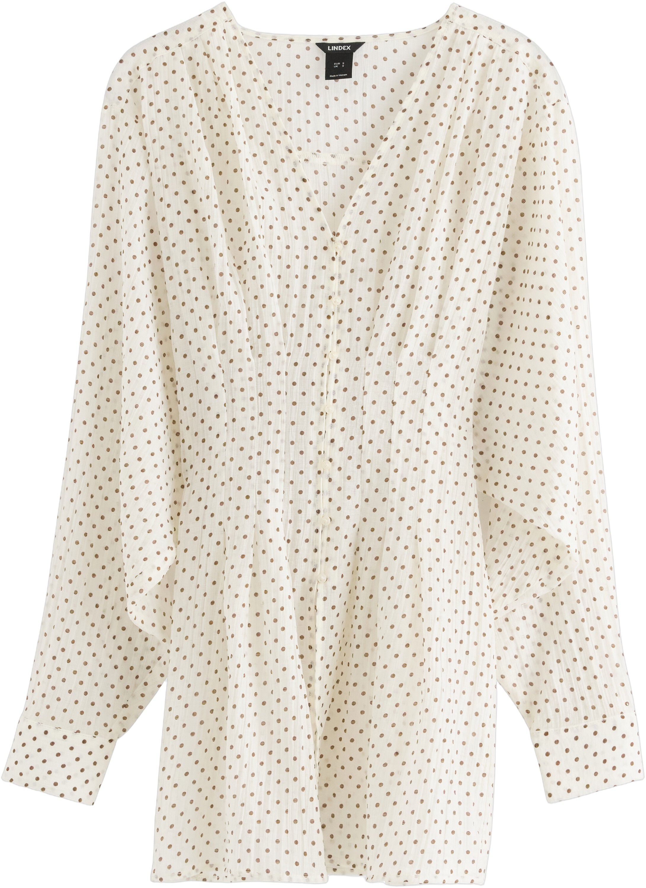 Flowy blouse with long sleeves, v-n