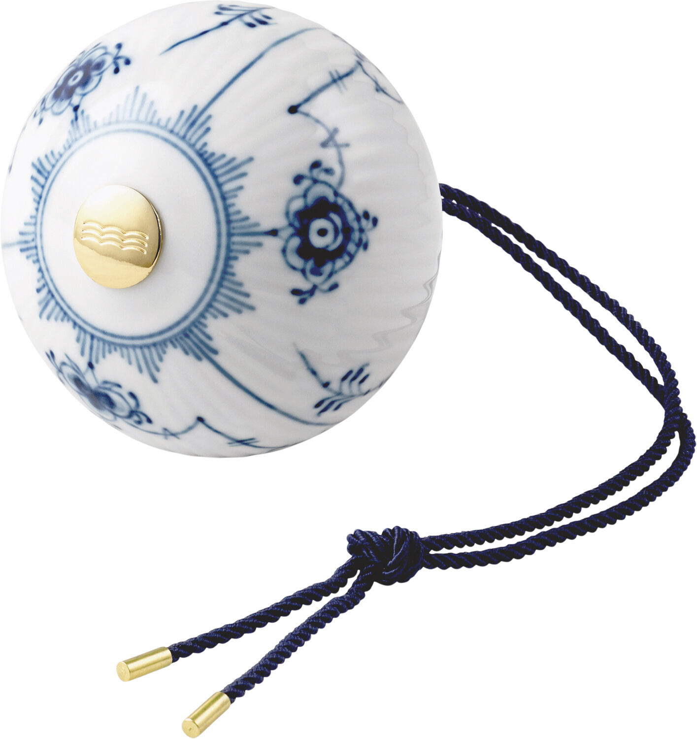 Musselmalet Riflet Julekugle 9,5 cm